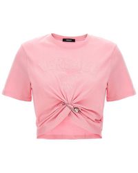 Versace - Bropped With Embroidered Logo Pin T-shirt - Lyst