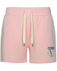 Casablancabrand - 'equipement Sportif' Pink Organic Cotton Shorts - Lyst