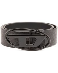 DIESEL - Calf Leather Belt With Cut-out Metal Buckle - Lyst