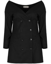 Alberta Ferretti - Double-Breasted Virgin Wool Jacket - Lyst