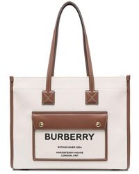 Burberry - Tural Tan Logo-print Cotton-canvas Tote Bag - Lyst