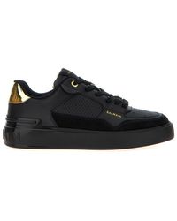 Balmain - Calfskin Logo Embossed Sneakers - Lyst