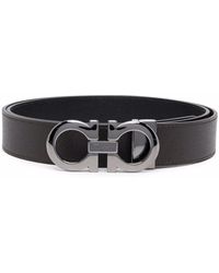 Ferragamo - Hammered Leather Reversible Gancini Belt Accessories - Lyst