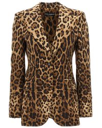 Dolce & Gabbana - Leopard-Print Wool Turlington Jacket - Lyst