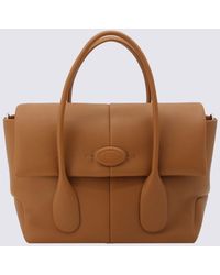 Tod's - Tan Leather Reverse Flat Top Handle Bag - Lyst
