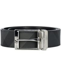 Burberry - Check And Leather Reversible Belt - Lyst