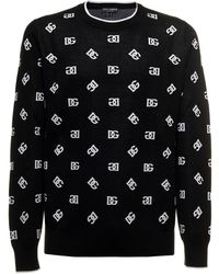 Dolce & Gabbana Wool Round-neck Sweater With Dg Embroidery And 