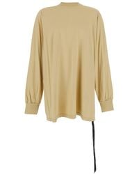 Rick Owens - 'Jumbo' Crewneck T-Shirt With Tonal Logo Patch On The Front And Drawstring Detail On The Waist - Lyst