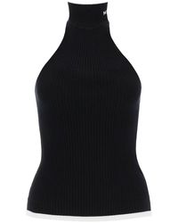 MSGM - Ribbed Tank Top With Halterneck - Lyst