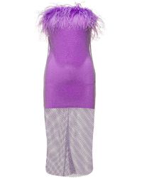 GIUSEPPE DI MORABITO - Mini Purple Dress With Feather Trim And Rhinestone Embellishment In Polyamide Woman - Lyst