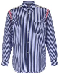 Comme des Garçons - Cotton Poplin Striped Shirt With Check Inserts - Lyst