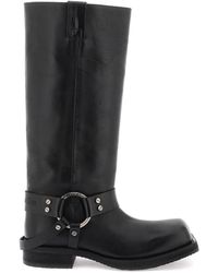 Acne Studios - Leather Biker Boots In - Lyst