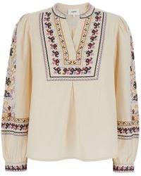 Ba&sh - Caloe Round Neck Blouse With All-Over Embroidery - Lyst