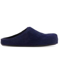 Marni Fur Mules in Blue | Lyst