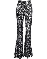 Norma Kamali - 'Boot Pant' Pants With Lace Embroidery Knit And Wide Leg - Lyst