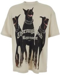 Represent - 'Thoroughbred' T-Shirt With Doberman Graphic Print And Logo Lettering On The Front - Lyst