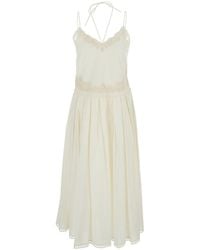 Twinset - Dress With V Neck And All-Over Lace Embroidery - Lyst