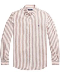 Polo Ralph Lauren - Striped Linen Shirt With Logo - Lyst
