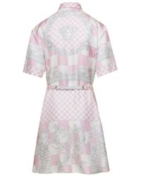 Versace - Shirt Dress With All-Over Signature Baroque Print - Lyst