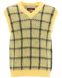 Marni - Brushed-mohair Vest With Check Motif - Lyst