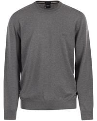 BOSS - Regular Fit Virgin Wool Jumper With Embroidered Logo - Lyst