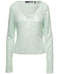 ROTATE BIRGER CHRISTENSEN - Long Sleeve Top With All-Over Sequins - Lyst