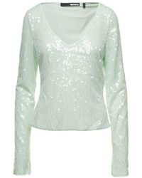 ROTATE BIRGER CHRISTENSEN - Long Sleeve Top With All-Over Sequins - Lyst