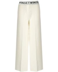 Twin Set - Off- Knitted Wide Leg Trousers - Lyst