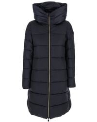 Save The Duck - Down Jacket With Fixed Hood And Logo Patch On The Sleeve - Lyst