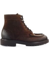 Doucal's - Dark Brown Suède Combat Boot - Lyst