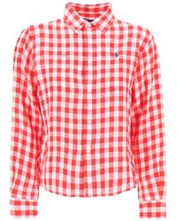 Polo Ralph Lauren - Wide And Short Gingham Linen Shirt - Lyst