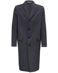 Gabriele Pasini Single Breasted Houndstooth Cotton Blend Long Coat - Grey