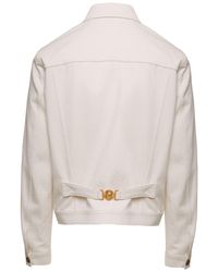 Versace - Denim Jacket With Medusa Head Buttons In White Cotton Man - Lyst