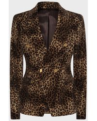 Tagliatore - Leopard Virgin Wool And Cashmere Blend Jalicya Blazer - Lyst