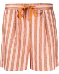 Forte Forte - Cotton And Linen Striped Shorts With Lurex - Lyst