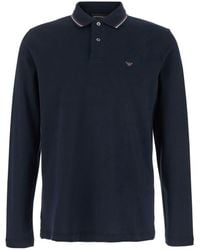 Emporio Armani - Long Sleeve Polo Shirt With Logo Embroidery - Lyst