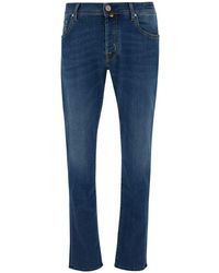 Jacob Cohen - Blue Slim Low Waisted Jeans With Patch In Cotton Denim Man - Lyst