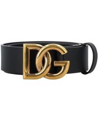 Dolce & Gabbana - Calfskin Belt With Dg Logo - Lyst