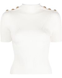 Balmain - Gold Embossed Buttons Knitted Top - Lyst