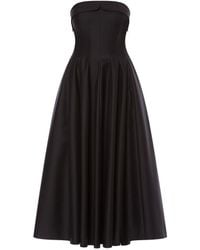 Alberta Ferretti - Strapless Midi Dress With Flared Skirt - Lyst