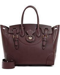 Ralph Lauren Collection Leather Burnished Medium Rl50 Handbag in rl Gold  (Brown) | Lyst
