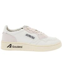 Autry - 'medalist Low' Sneakers With Suede Inserts And Logo Print On Platform In Leather - Lyst