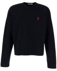 Ami Paris - Crewneck Sweatshirt With Adc Embroidery - Lyst