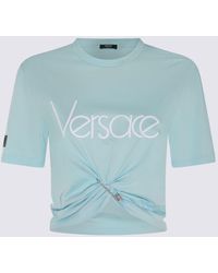 Versace - Light Blue And White Cotton T-shirt - Lyst