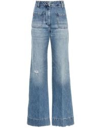 Victoria Beckham - Alina Denim Wide Camel Jean Pants - Lyst