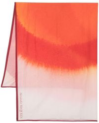 Alexander McQueen - Printed Silk Blend Cotton Scarf - Lyst