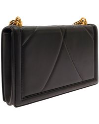 Dolce & Gabbana - 'devotion' Big Black Shiulder Bag With Heart Jewel Detail In Matelassé Leather Woman - Lyst
