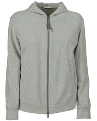 Brunello Cucinelli Stretch Cotton Lightweight French Terry Sweatshirt With Precious Detail - Grey