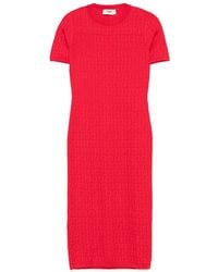 Fendi - Ff Cotton Blend Midi Dress - Lyst