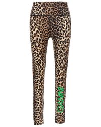 Ganni - Leopard Print Logo leggings - Lyst
